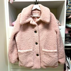 Gal Meets Glam pink (dusty rose) sherpa women’s jacket size medium.